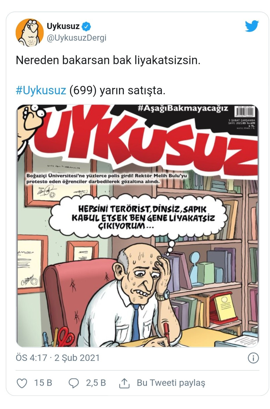 Melih Bulu Uykusuz'un Kapağında: Ben Gene Liyakatsiz Çıkıyorum - Resim: 1