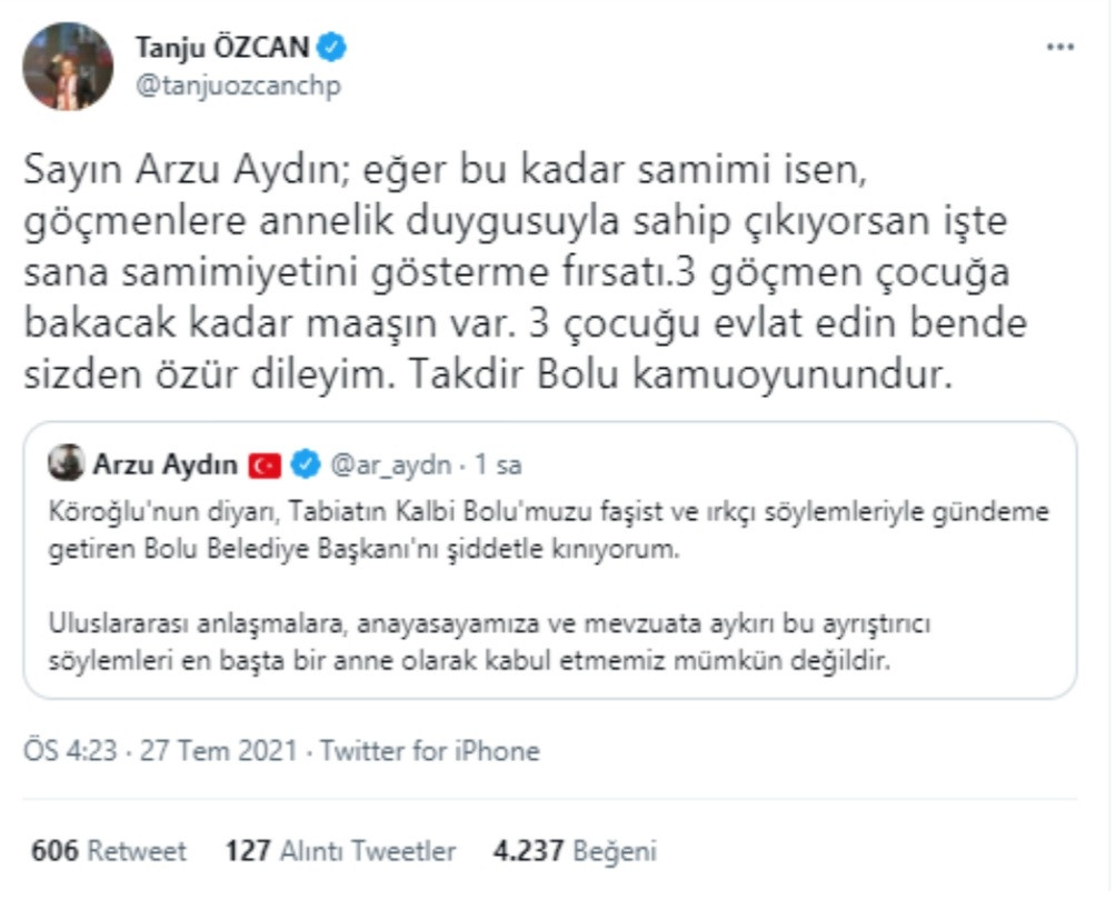 Tanju Özcan'dan AKP'li Aydın'ın Mülteci Eleştirilerine Yanıt - Resim: 1