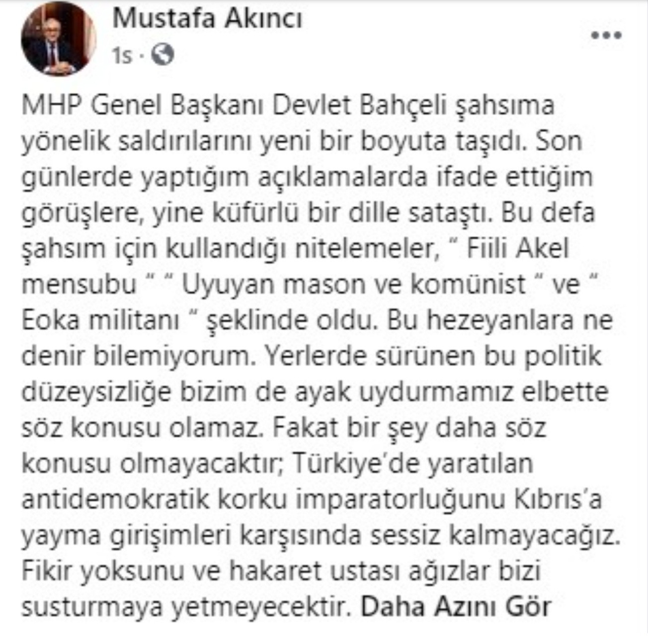 Eski KKTC Cumhurbaşkanı Akıncı'dan Bahçeli'ye Sert Yanıt - Resim: 1