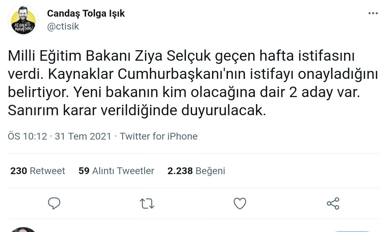 Flaş İddia: MEB Bakanı Ziya Selçuk Istifa Etti, Erdoğan Kabul Etti - Resim: 1