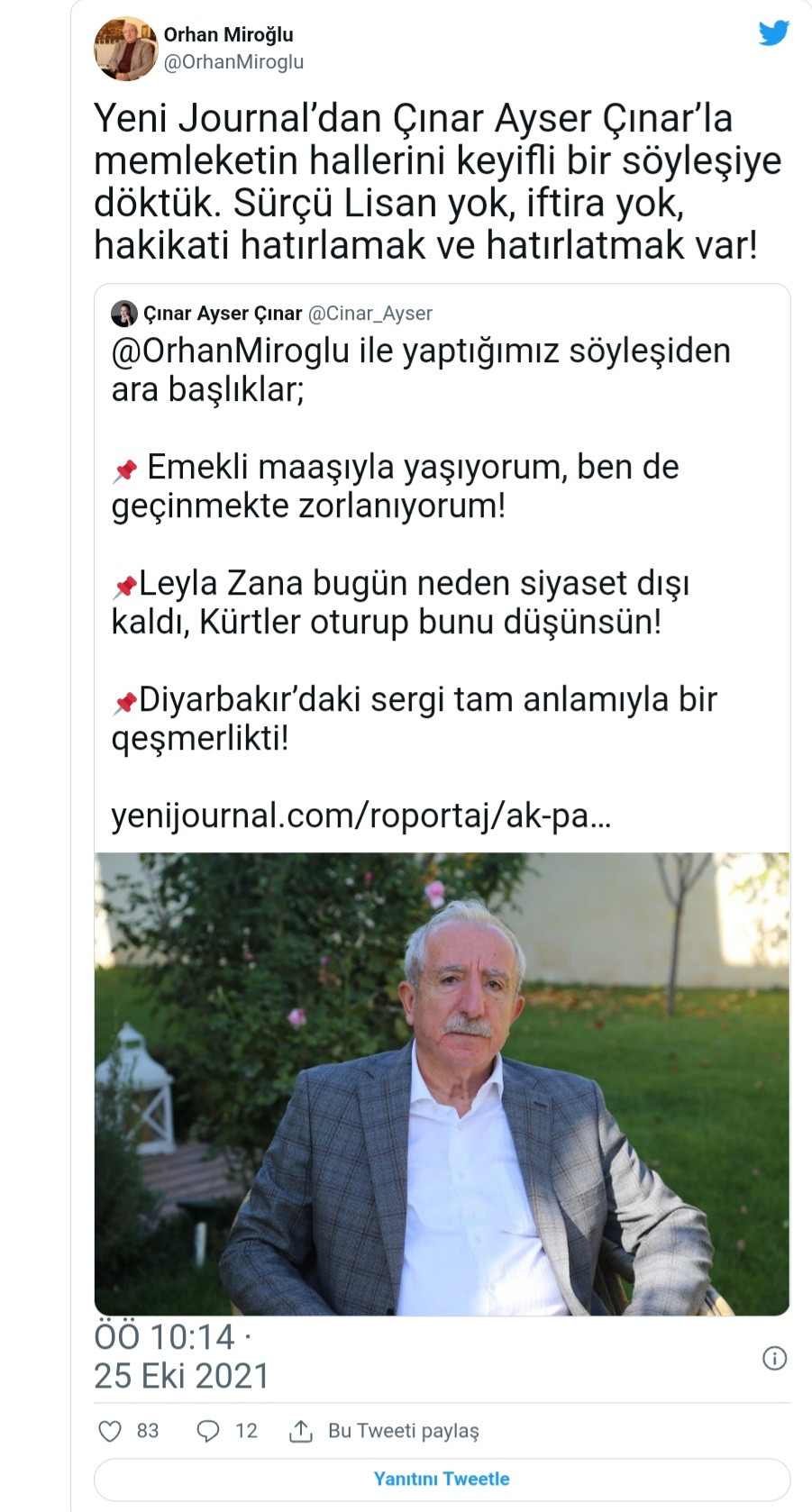 15 Bin TL Emekli Maaşı Alan AKP'li Orhan Miroğlu: Geçinemiyorum - Resim: 1