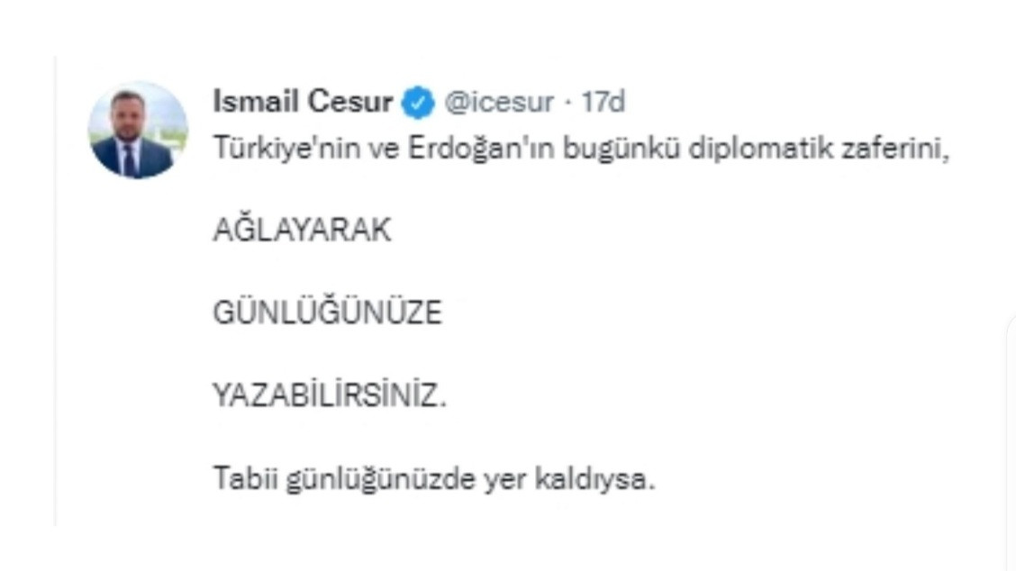 Erdoğan'ın Danışmanı İsmail Cesur Yazdı Sildi: Ağlayarak Günlüğünüze Yazın - Resim: 1