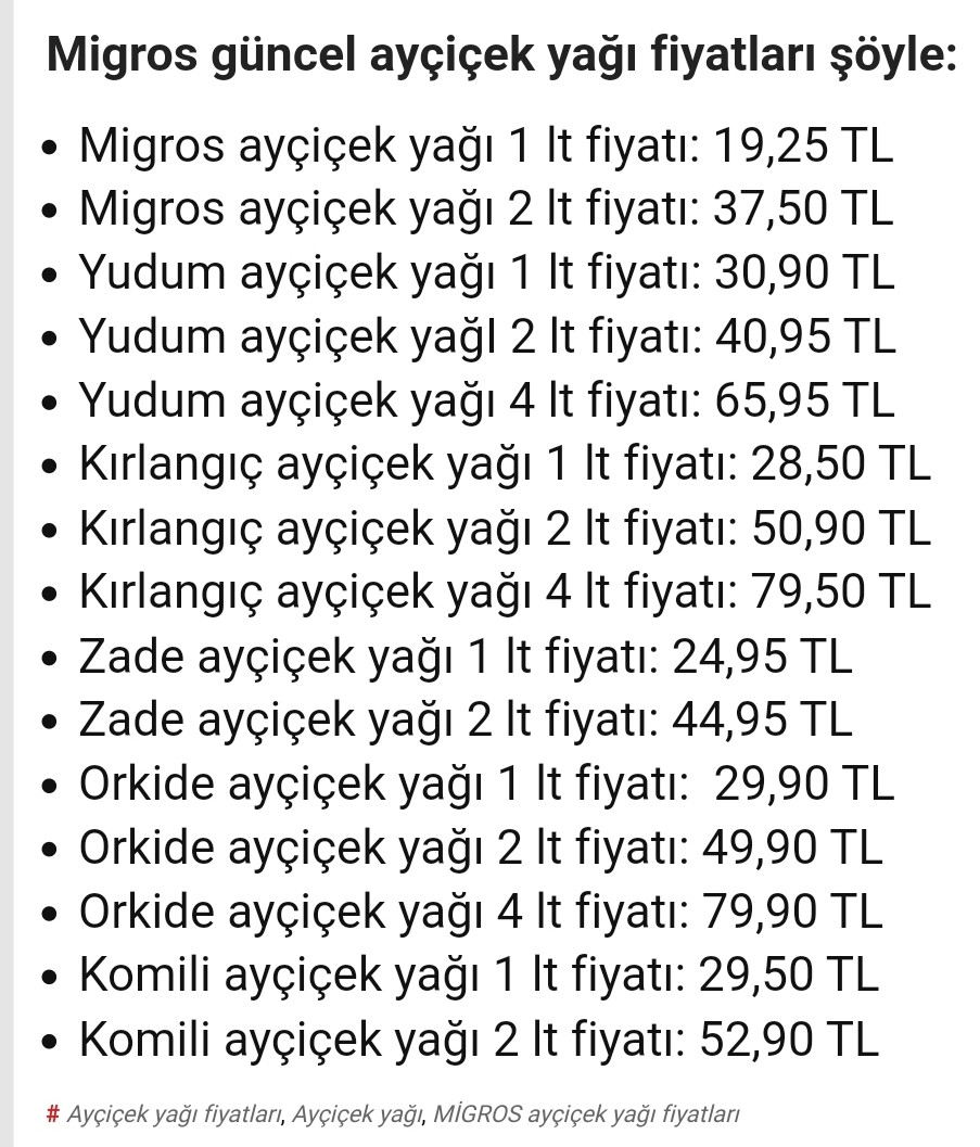 Ayçiçek Yağı El Yakıyor İşte Migros Fiyatları - Resim: 1