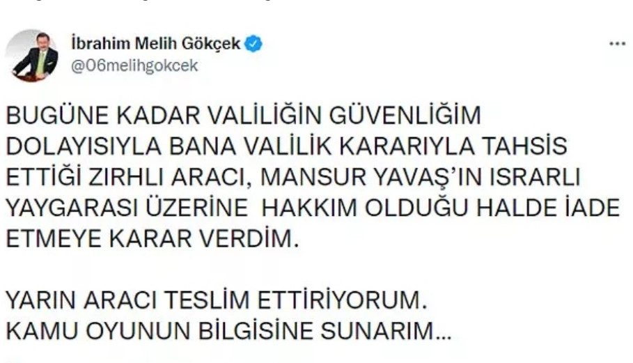 Melih Gökçek El Koydugu Zırhlı Aracı Ne Zaman Teslim Edecek? - Resim: 1