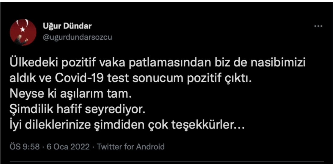 Uğur Dündar'dan Kötü Haber: Covid Testi Pozitif Çıktı - Resim: 1