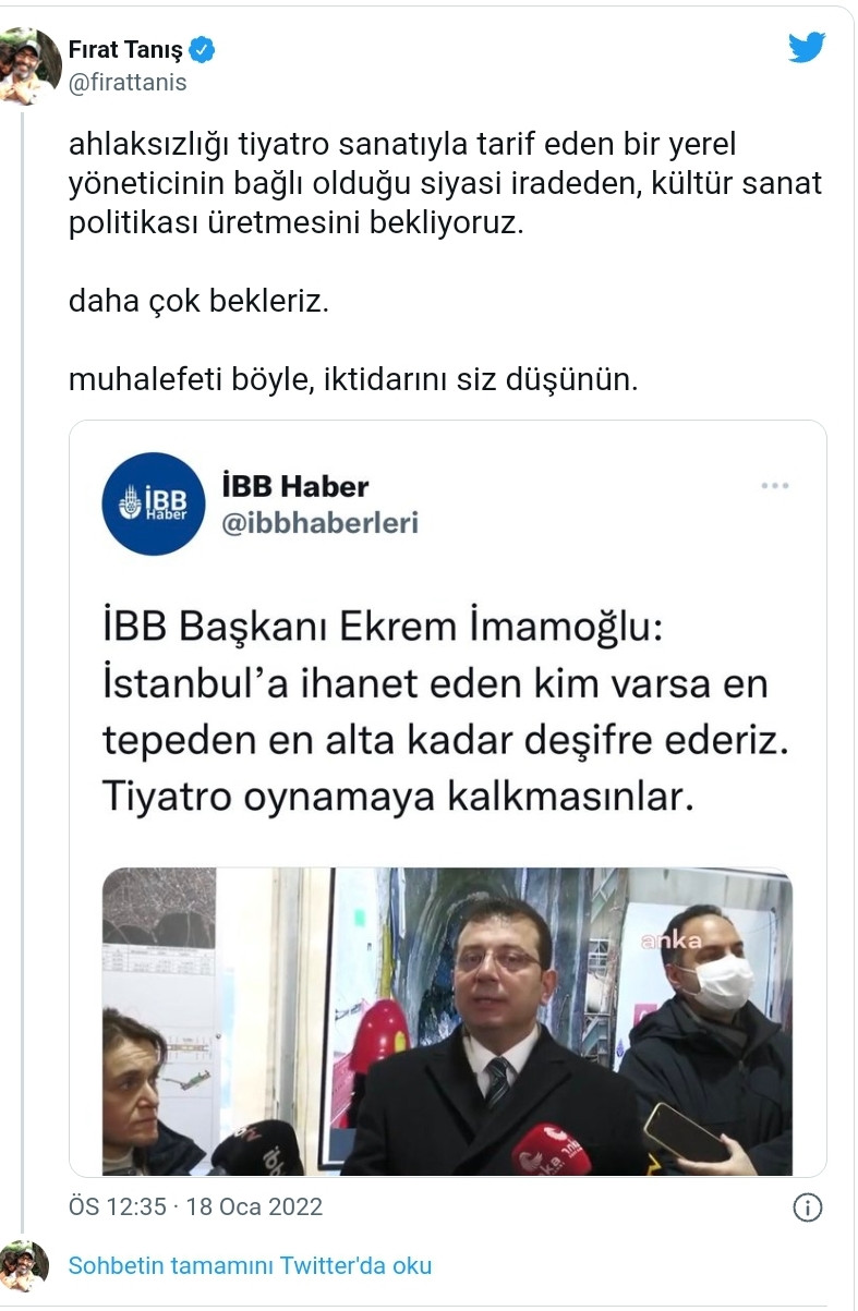 Fırat Tanış'tan İmamoğlu'na Çok Sert Tiyatro Tepkisi - Resim: 1
