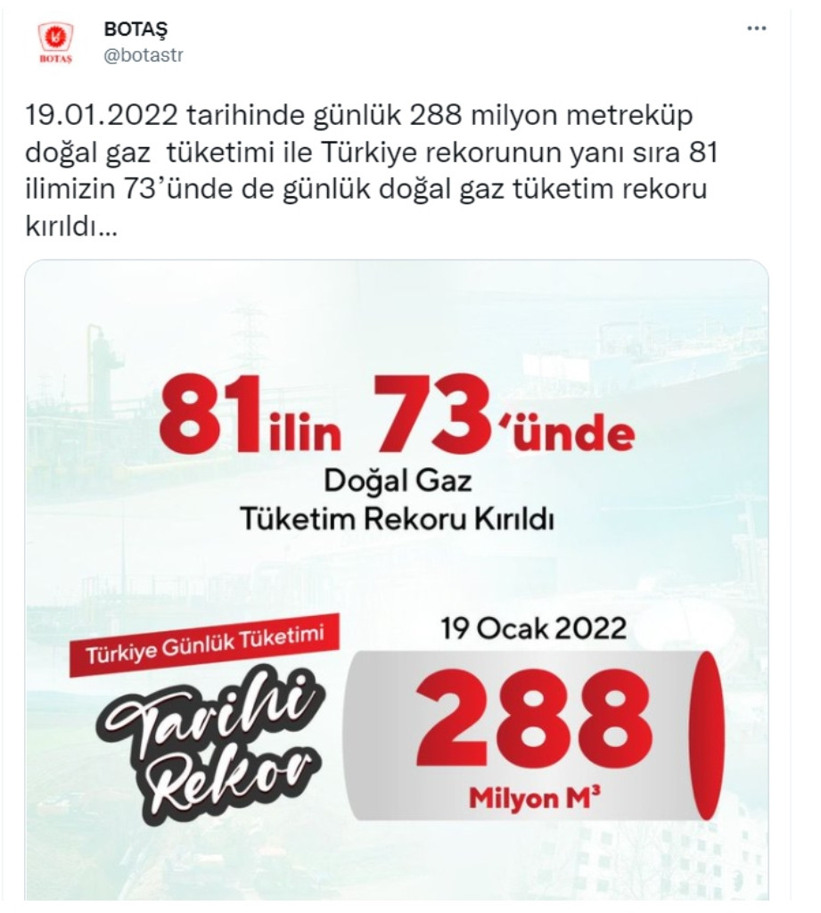 BOTAŞ: Dün 73 İlde Doğalgaz Tüketim Rekoru Kırıldı - Resim: 1