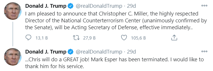 Son dakika: Trump Savunma Bakanı Esper'i görevden aldı - Resim: 1