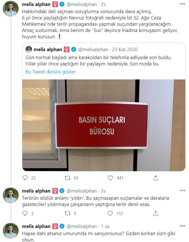 Melis Alphan’ın 6 Yıl Önceki Paylaşımına 7,5 Yıl Hapis İsteniyor - Resim: 1