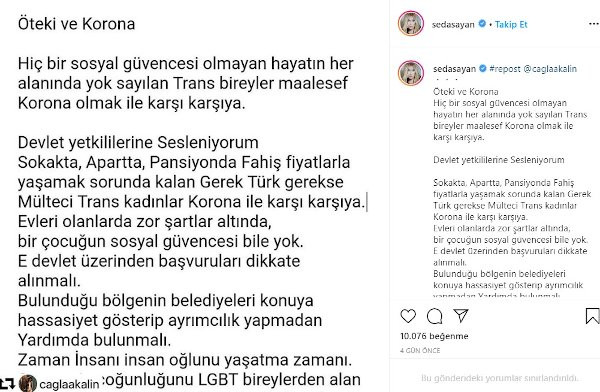 Trans bireylerin çağrısına Seda Sayan'dan destek - Resim: 2