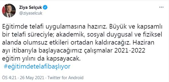 Bakan Ziya Selçuk'tan Telafi Eğitim Açıklaması - Resim: 1