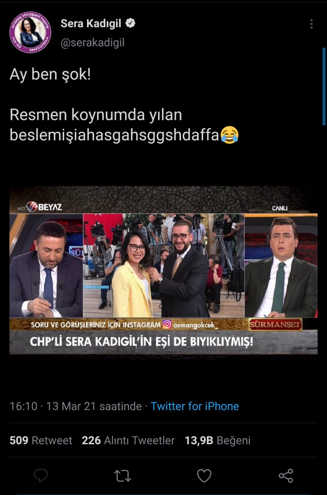 Sera Kadıgil Eşinin Bıyıklarını Haber Yapan Beyaz TV ile fena Dalga Geçti - Resim: 1