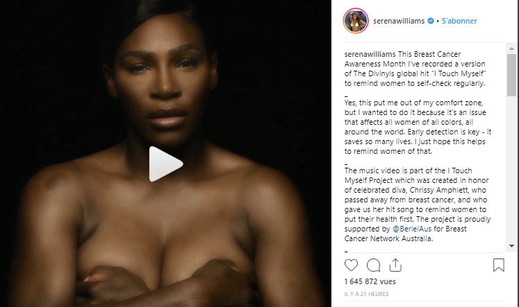 Serena Williams göğüs kanserine dikkat çekmek için üstsüz video paylaştı - Resim: 1