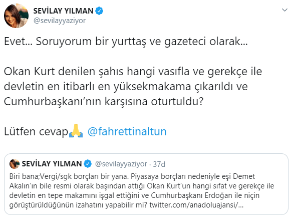 Habertürk yazarı Sevilay Yılman’dan Okan Kurt tepkisi: Hangi sıfatla Erdoğan'ın karşına oturdu? - Resim: 1