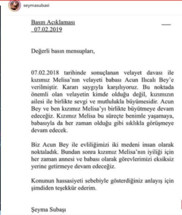 Kızlarının velayeti Acun Ilıcalı'ya verilmişti! Şeyma Subaşı'dan açıklama geldi - Resim: 1