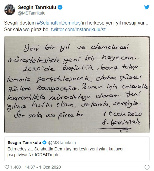 Selahattin Demirtaş yeni yıl mesajını CHP üzerinden verdi: Güzel günlere kavuşacağız - Resim: 1