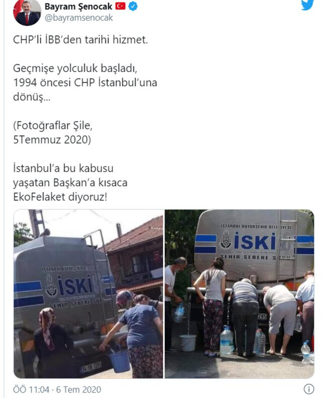 Şile'deki su kuyruğuna tepki! Bakan Varank'tan olay gönderme: İyi seyirler! - Resim: 1