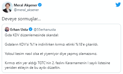 Kırmızı Etin KDV'si Yüzde 18'e Çıkartıldı; Akşener Tepki Gösterdi - Resim: 1