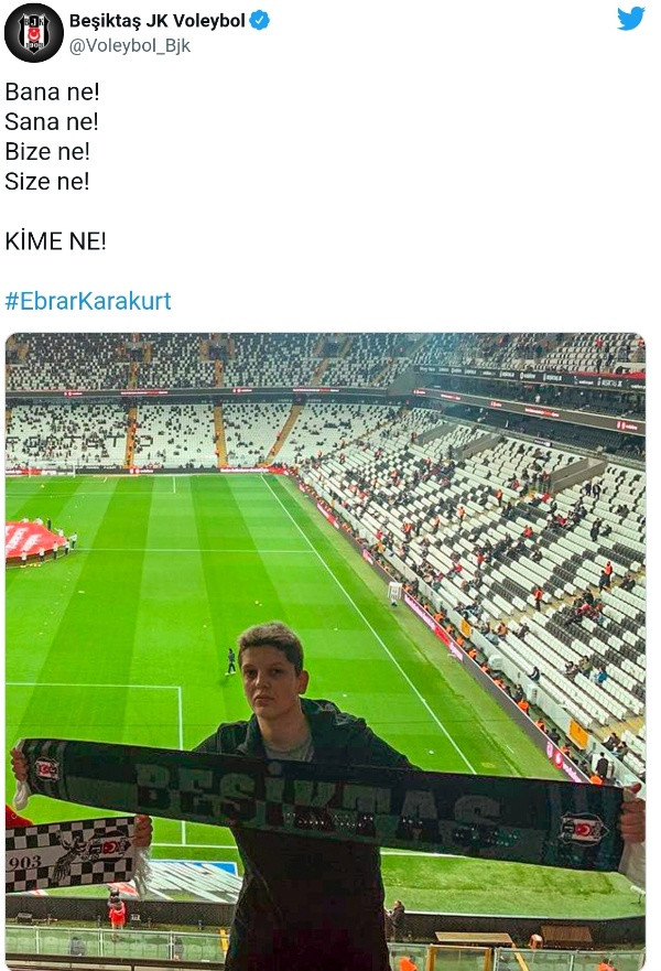 Beşiktaş’tan Ebrar Karakurt'a Destek Paylaşımı: Kime Ne? - Resim: 1