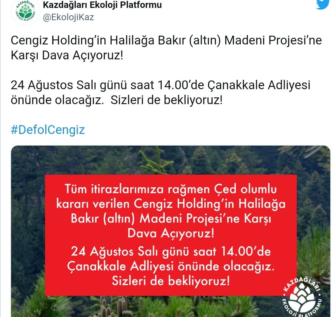 Kazdağları Ekolojik Platformu'ndan Cengiz Holding'e Dava - Resim: 1