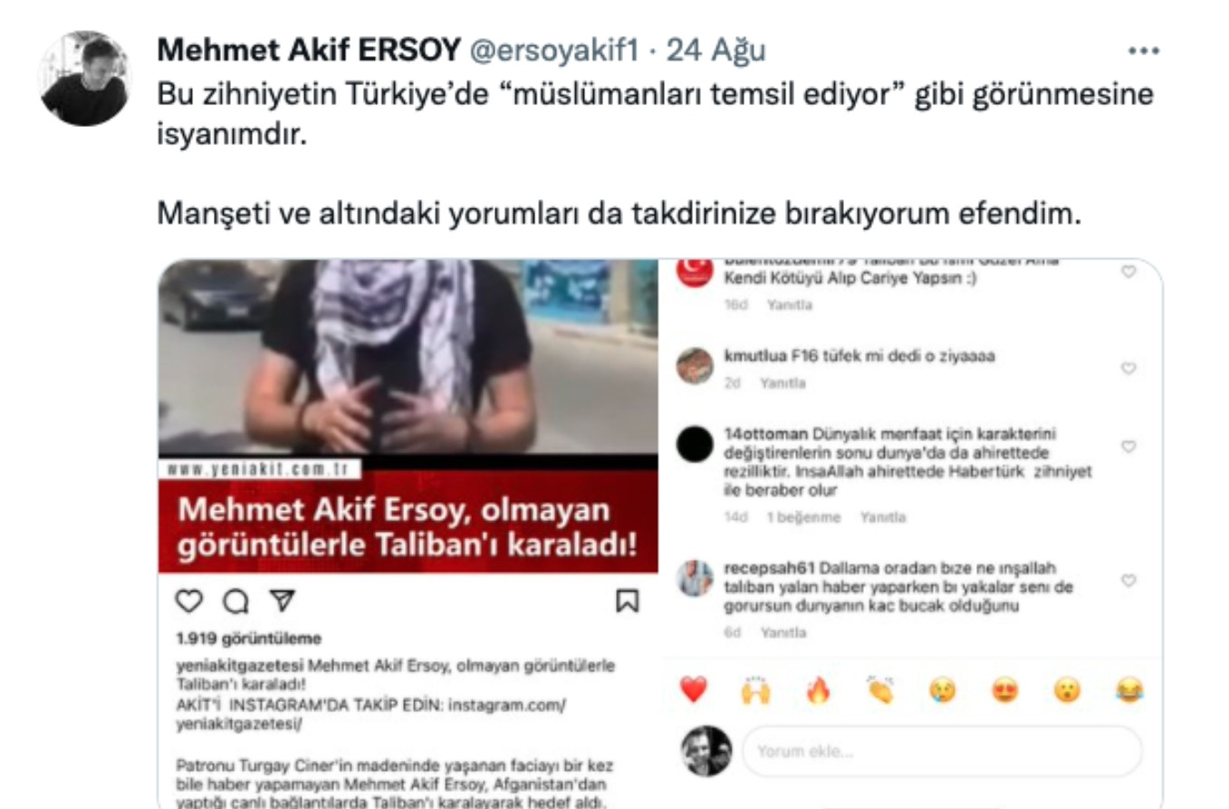 Mehmet Akif Ersoy Kendisini Hedef Gösteren Akit'e Sert Tepki Gösterdi - Resim: 1