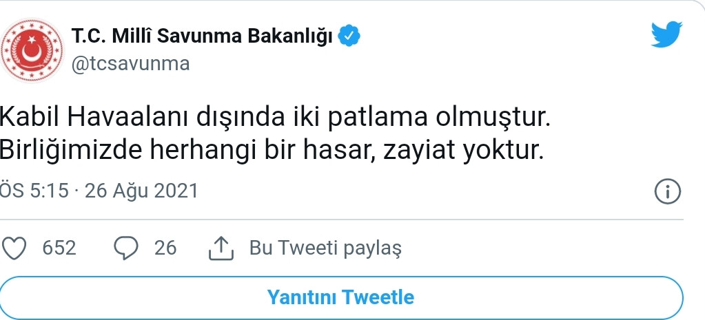 MSB'den Kabil Havalimanı'ndaki Patlamayla İlgili Flaş Açıklama - Resim: 1
