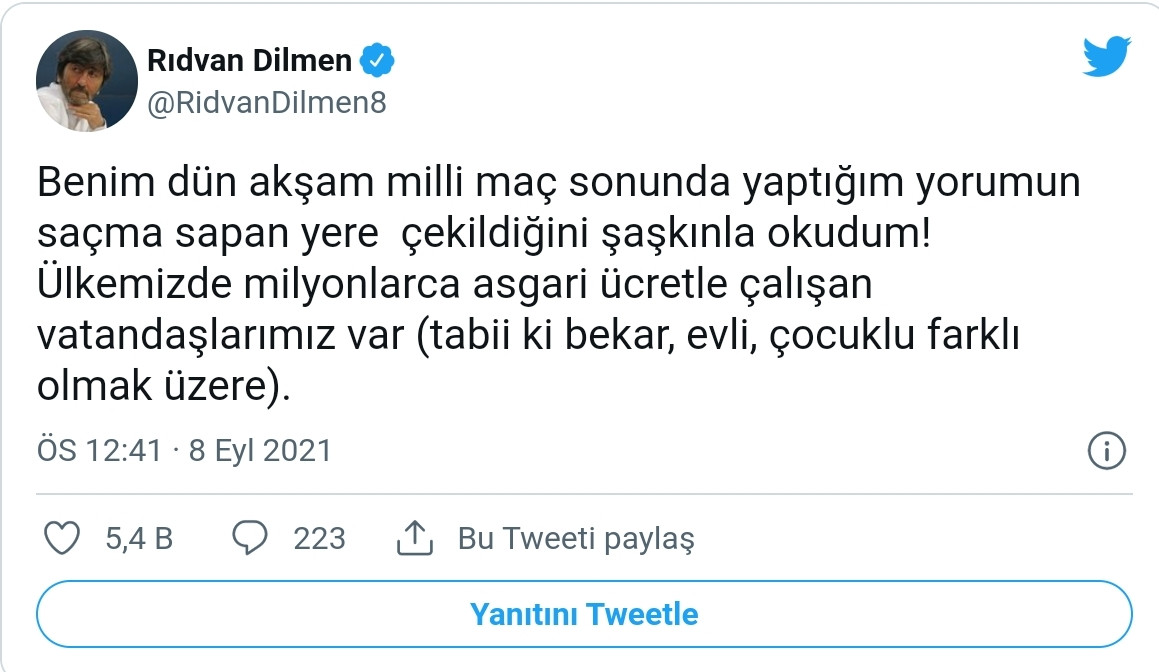 Rıdvan Dilmen'den Gündem Yaratan Asgari Ücret Sözleri Hakkında Açıklama - Resim: 1