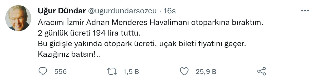 Uğur Dündar Otopark Ücretine İsyan Etti: Kazığınız Batsın! - Resim: 1