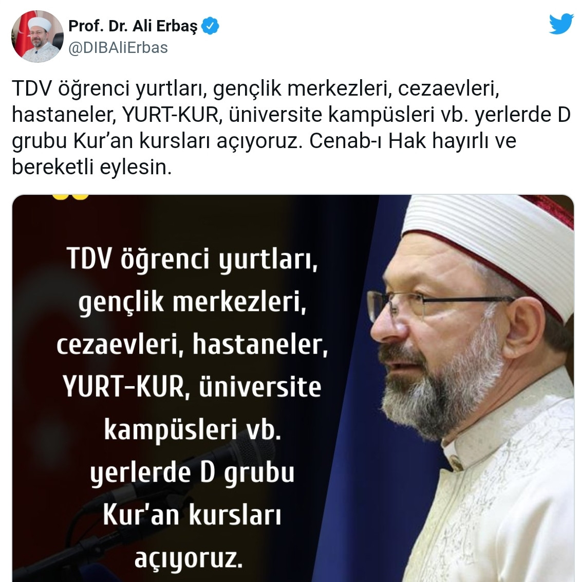 Ali Erbaş Gaza Bastı: Diyanet Üniversite, Hastane, Cezaevi ve Yurtlara Kuran Kursu Açıyor - Resim: 1