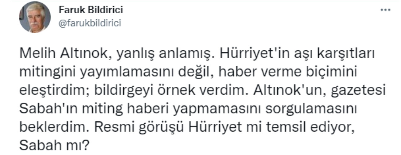 Faruk Bildirici'den Sabah Yazarına Aşı Karşıtı Miting Sorusu - Resim: 1