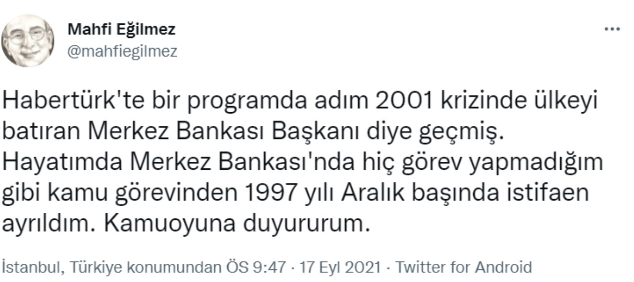 Cem Küçük'ten Büyük Gaf! Mahfi Eğilmez'i Merkez Bankası Başkanı Yaptı - Resim: 1