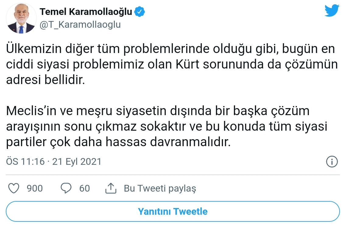 Karamollaoğlu'ndan Kürt Sorunu Açıklaması: Çözümüm Adresi Belli