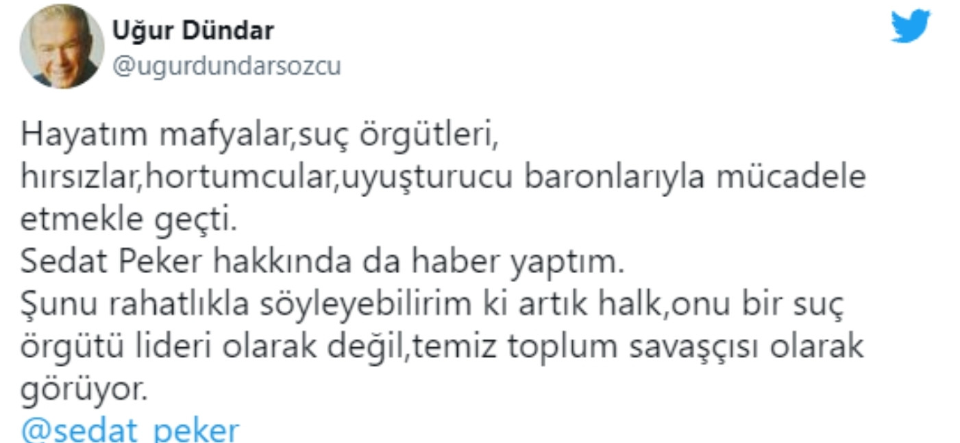Uğur Dündar: Halk Sedat Peker'i Temiz Toplum Savaşçısı Olarak Görüyor - Resim: 1