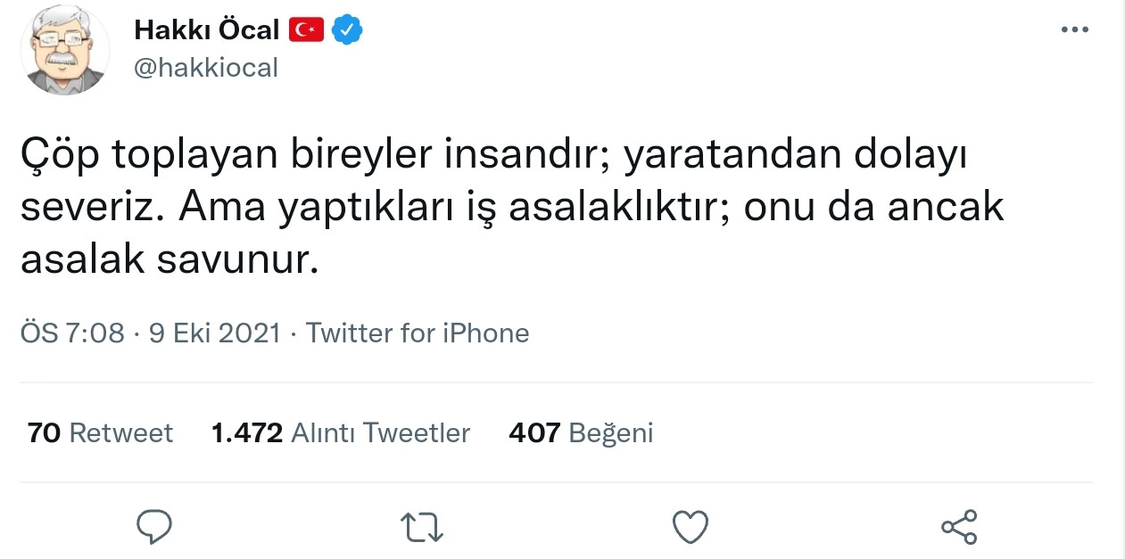 Yandaş Milliyet Yazarı Hakkı Öcal: Çöp Toplayanların Yaptığı İş Asalaklık - Resim: 1