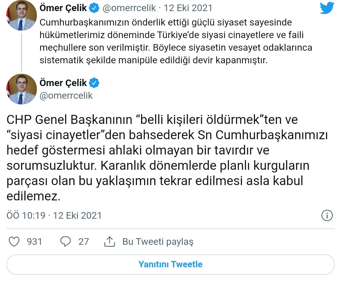 AKP'den Kılıçdaroğlu'na Siyasi Cinayet Yanıtı - Resim: 1