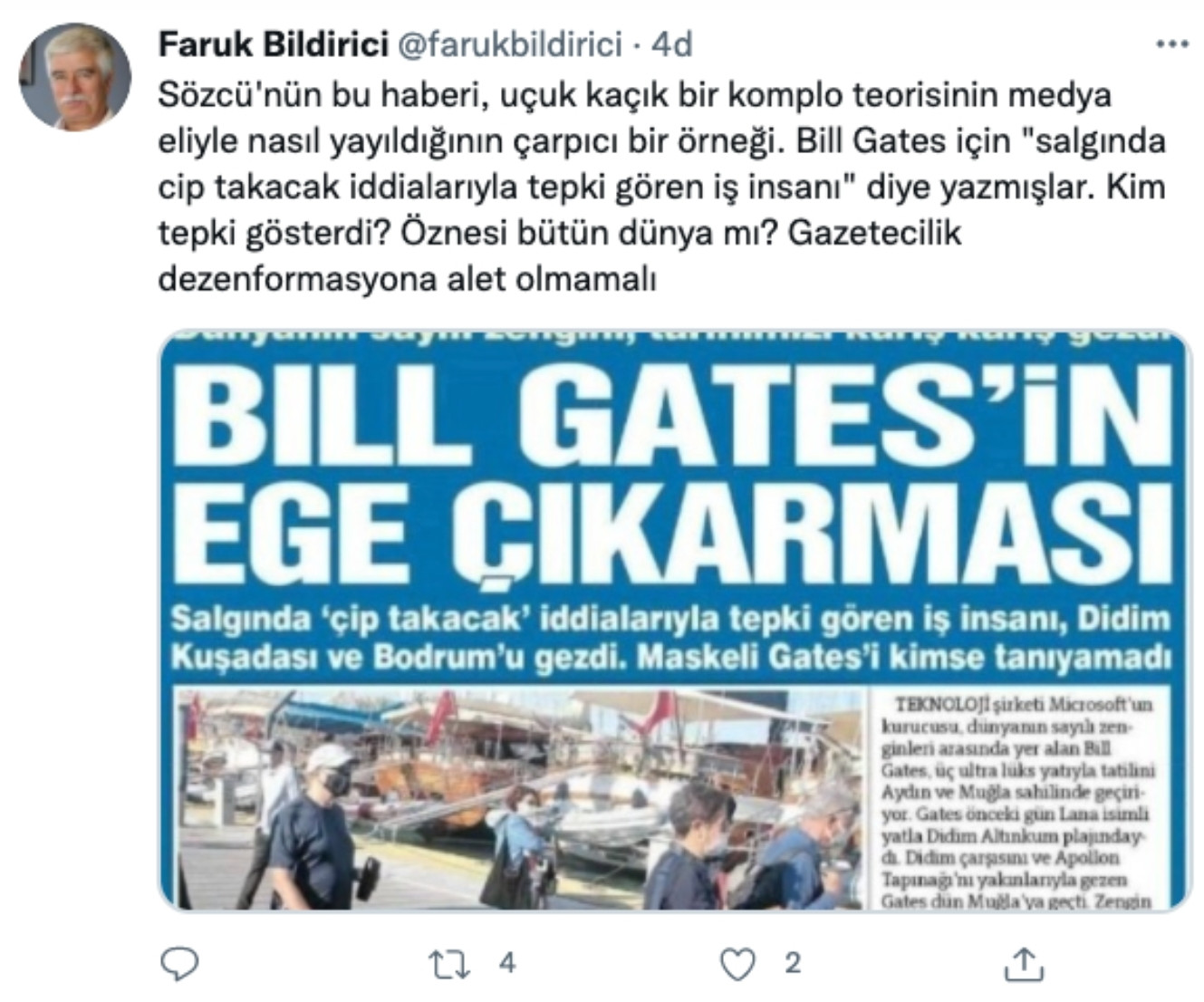 Faruk Bildirici'den Sözcü'ye Bill Gates Tepkisi - Resim: 1