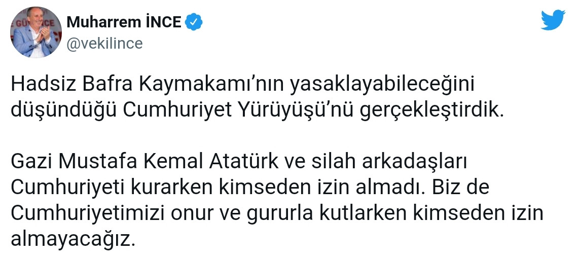 Muharrem İnce'den Kaymakama Yürüyüş Tepkisi: İzin Almayacağız - Resim: 1