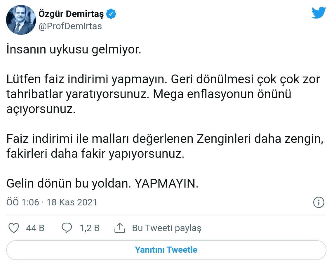 Özgür Demirtaş'tan Merkez Bankası'na: Geri Dönün Bu Yoldan - Resim: 1