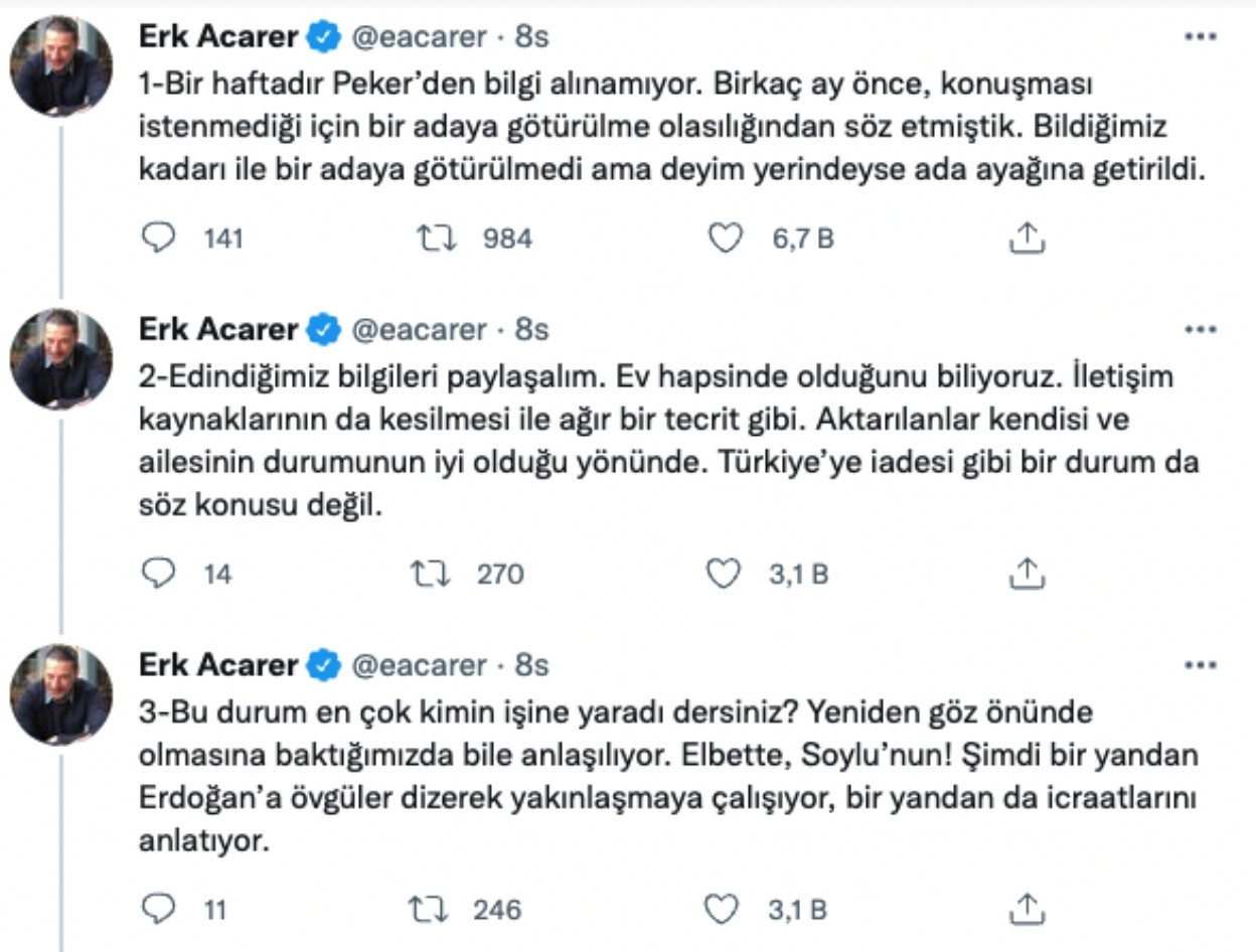 Erk Acarer Sedat Peker'in Nerede Olduğunu Açıkladı - Resim: 1