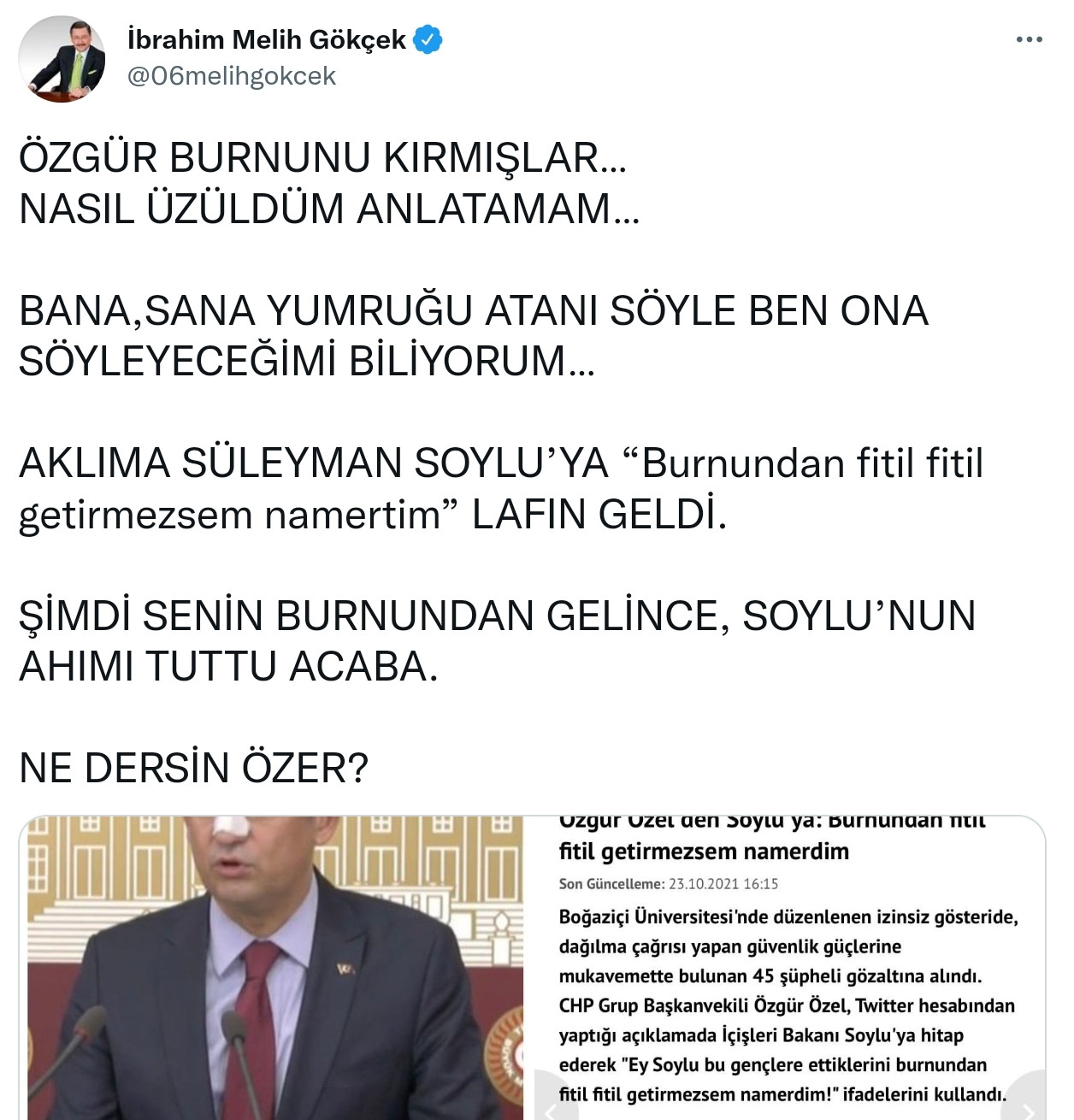 Özgür Özel'den Kendisini Hedef Alan Melih Gökçek'e Sert Yanıt - Resim: 1