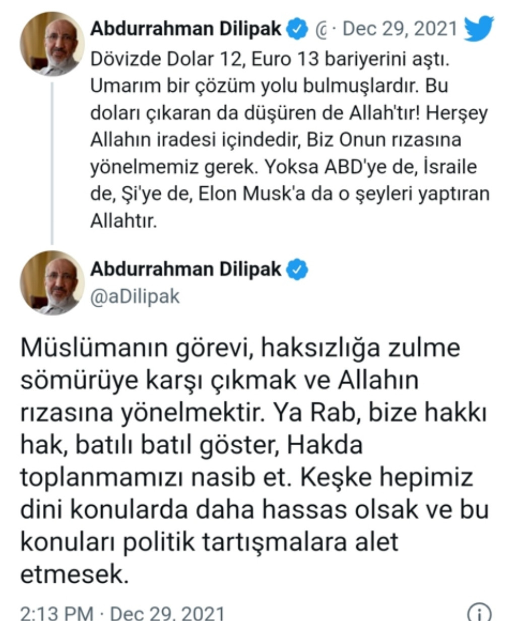Dolar Yükseldi, Dilipak Çıkaran da Düşüren de Allah'tır Dedi - Resim: 1
