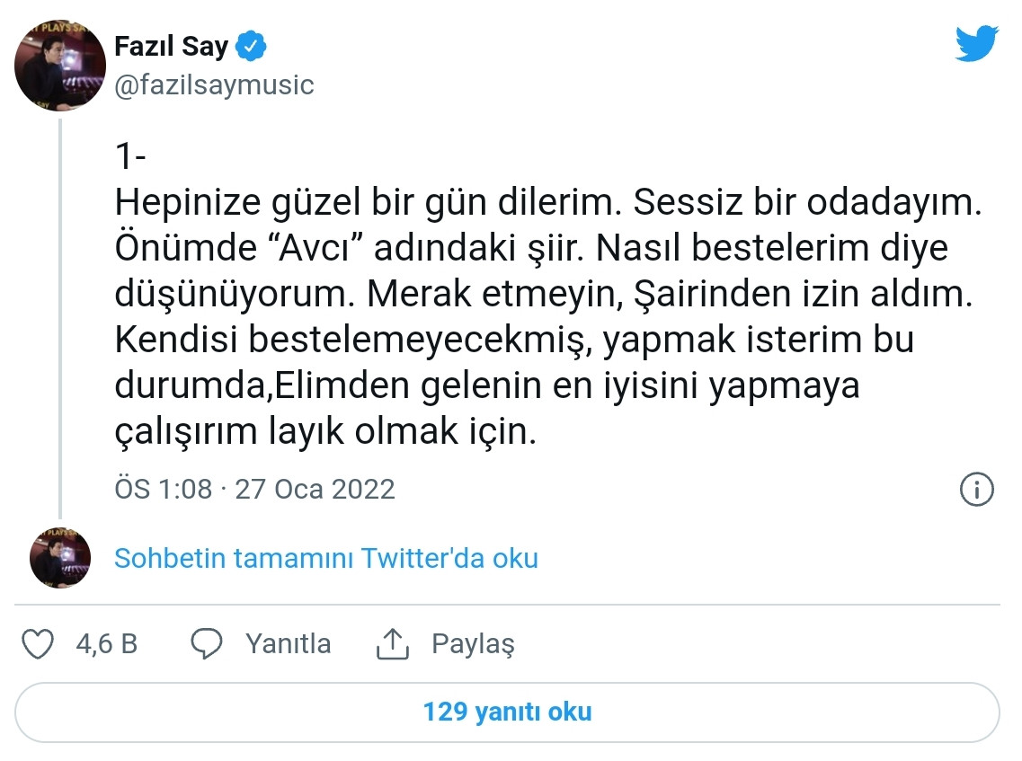 Fazıl Say Sezen Aksu'nun Erdoğan'a Yanıtı Olan Avcı Şiirini Besteleyecek - Resim: 1