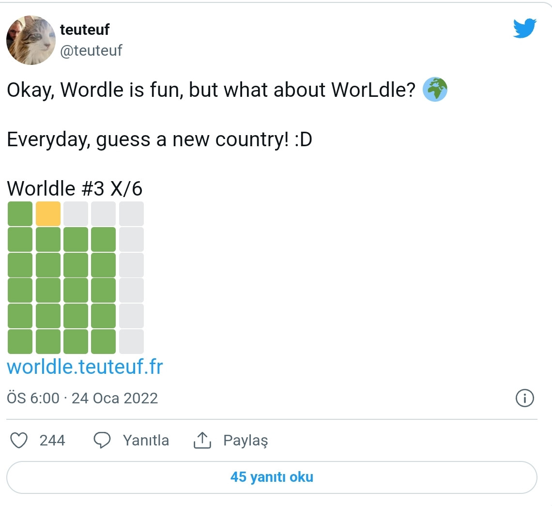 Wordle Oyununun Haritalı Versiyonu Çıktı - Resim: 1
