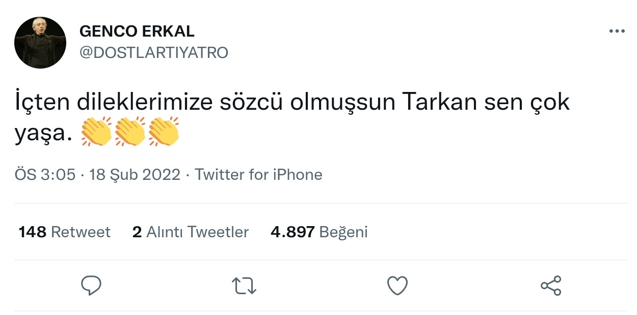 Genco Erkal'dan Tarkan'a: Sen Çok Yaşa! - Resim: 1