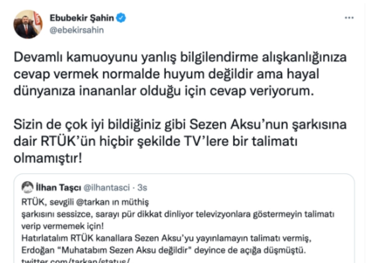 RTÜK Başkanı Şahin'den Tarkan ve Sezen Aksu Yanıtı - Resim: 1
