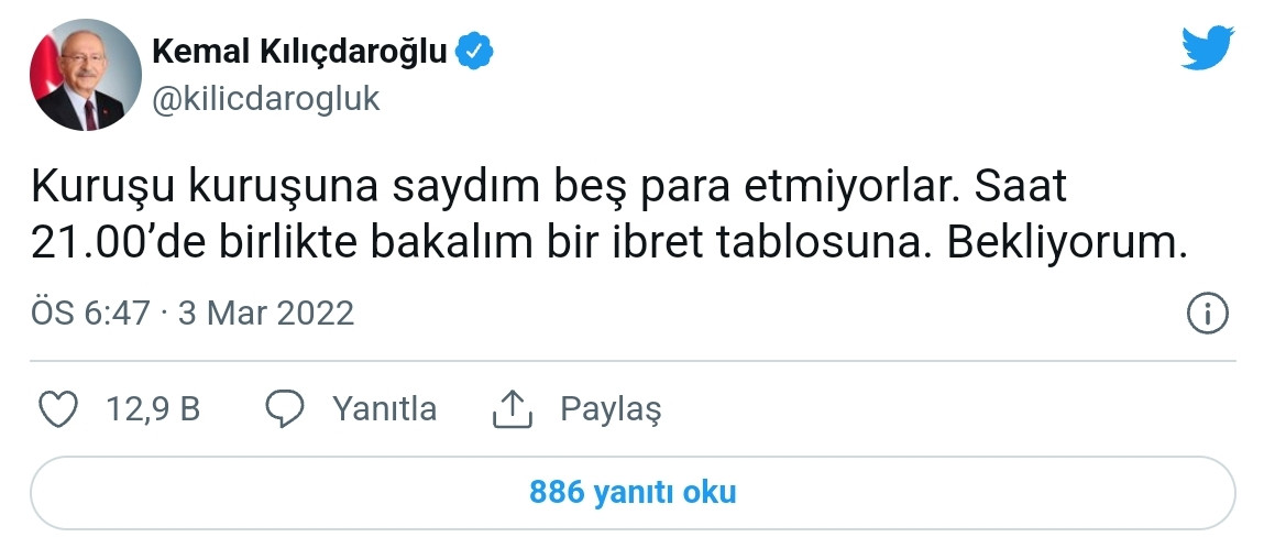 Kılıçdaroğlu Saat 21.00'i İşaret Etti: Birlikte Bakalım - Resim: 1
