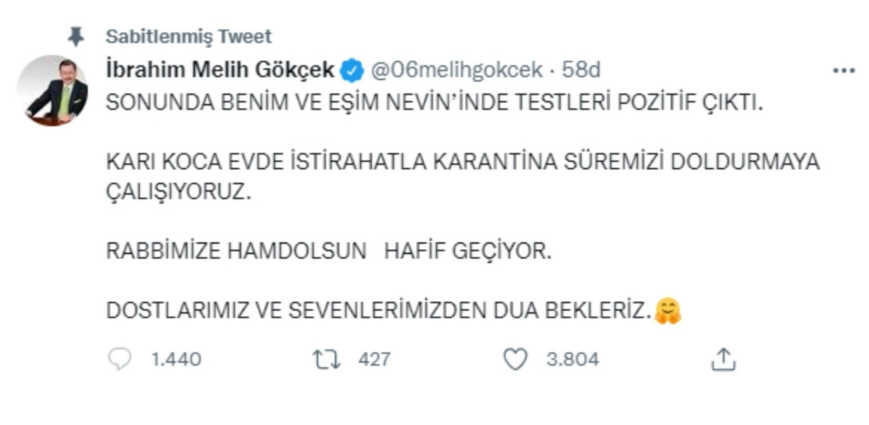 Melih Gökçek, Koronavirüse Yakalandığını Açıkladı - Resim: 1