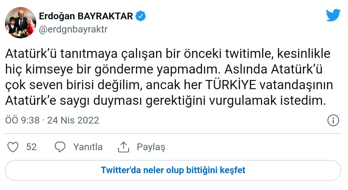 Eski Bakan Bayraktar'dan Tepki Çekecek Atatürk İtirafı - Resim: 1