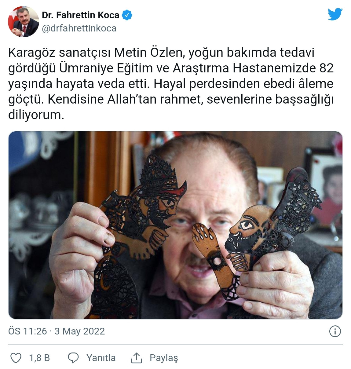 Karagöz Sanatçısı Metin Özlen Hayatını Kaybetti - Resim: 1