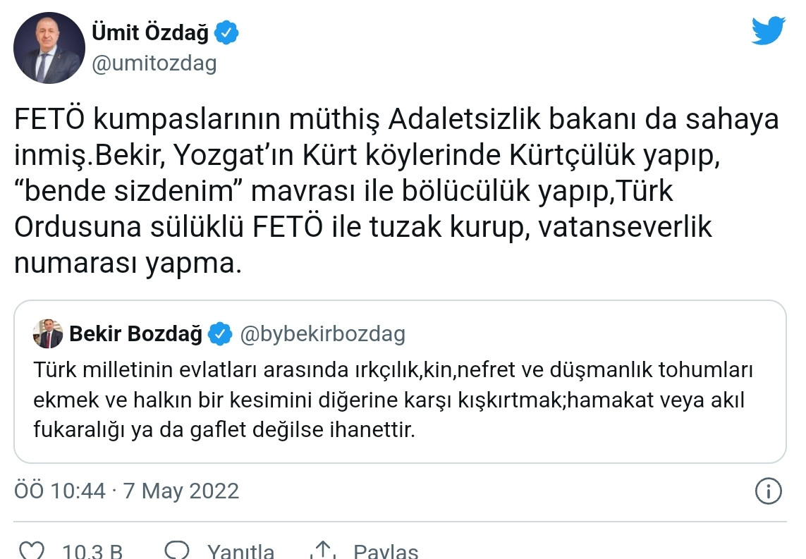 Ümit Özdağ'dan Bekir Bozdağ'a Sert Eleştiri: FETÖ Kumpaslarının Adaletsizlik Bakanı - Resim: 1